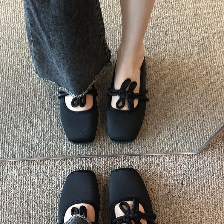 Jane Square Flats Toe Frog Mary Buttoned Plain