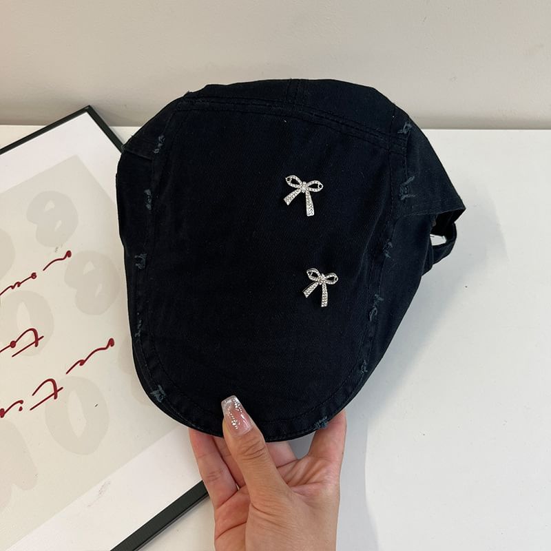 Cap Flat Bow Plain Distressed