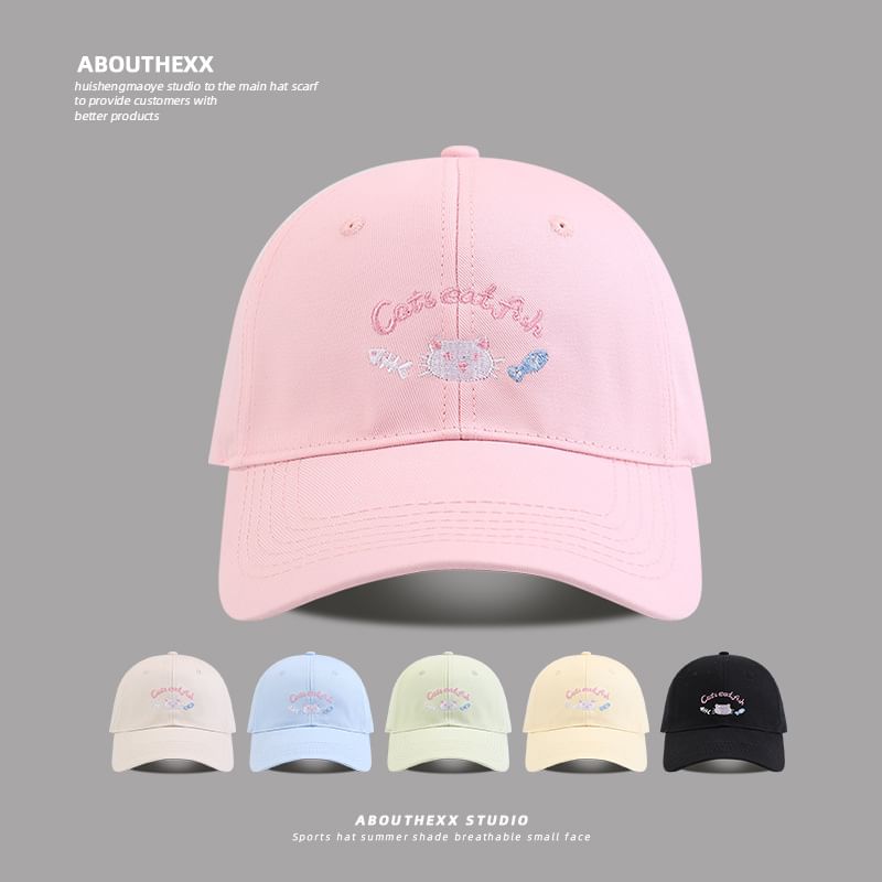 Embroidered Lettering Cartoon Baseball Cap
