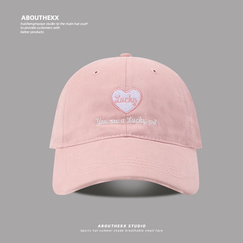 Cap Heart Embroidered Lettering Baseball