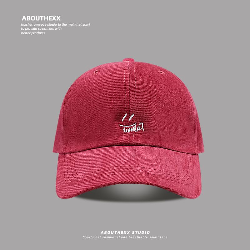 Embroidered Smiley Baseball Cap