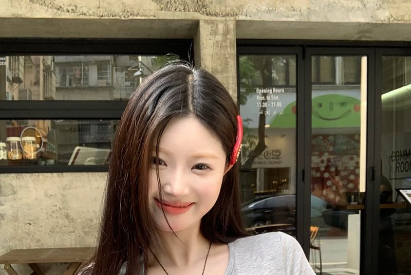 Tee Neck Sleeve Short Plain Henley