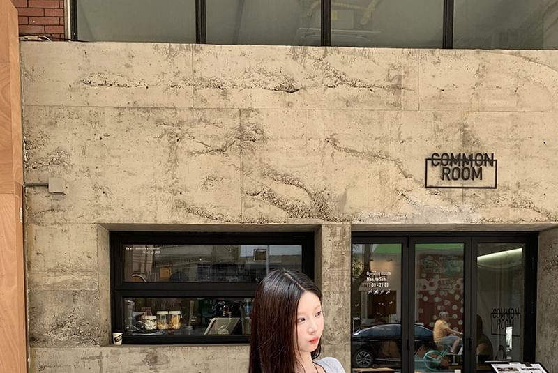 Tee Neck Sleeve Short Plain Henley