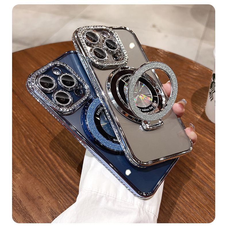 Rhinestone (Compatible Stand Transparent Phone with Case MagSafe) Magnetic