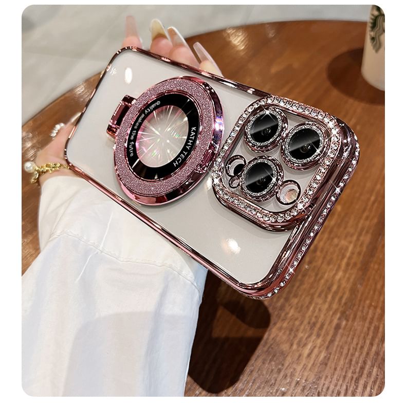 Rhinestone (Compatible Stand Transparent Phone with Case MagSafe) Magnetic