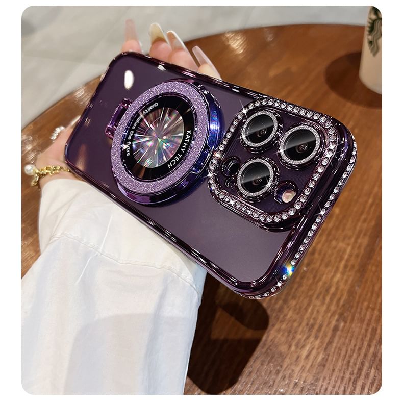 Rhinestone (Compatible Stand Transparent Phone with Case MagSafe) Magnetic