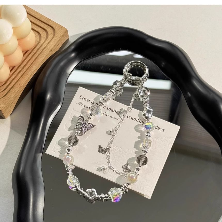 Faux Butterfly Pearl Phone Crystal Strap