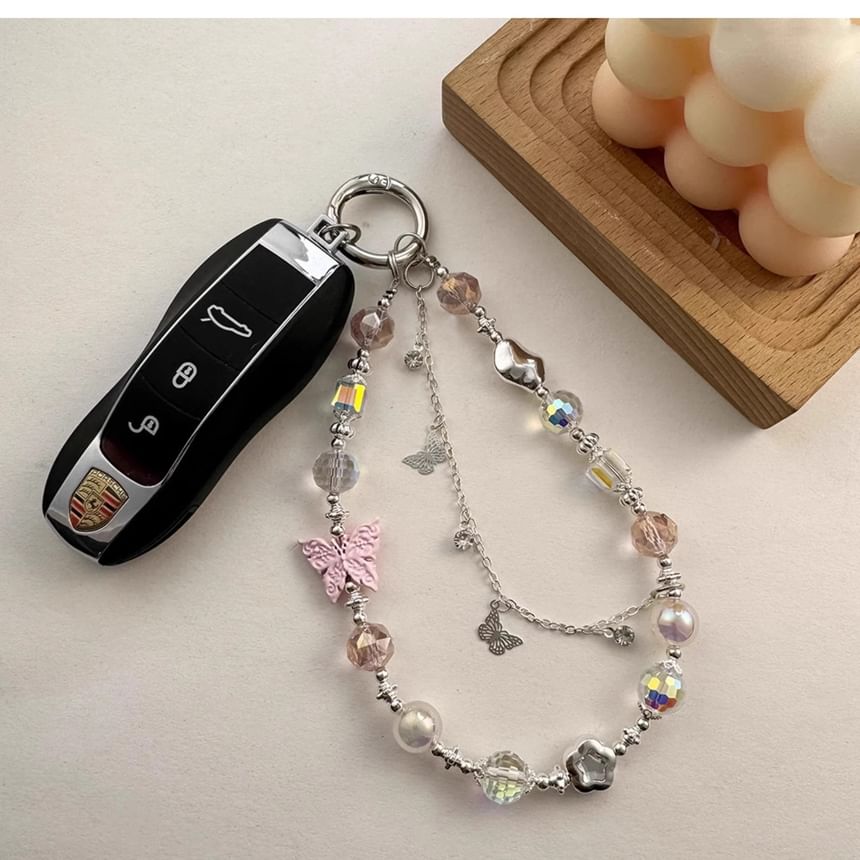 Faux Butterfly Pearl Phone Crystal Strap