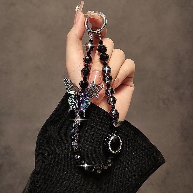 Crystal Strap Butterfly Phone Faux