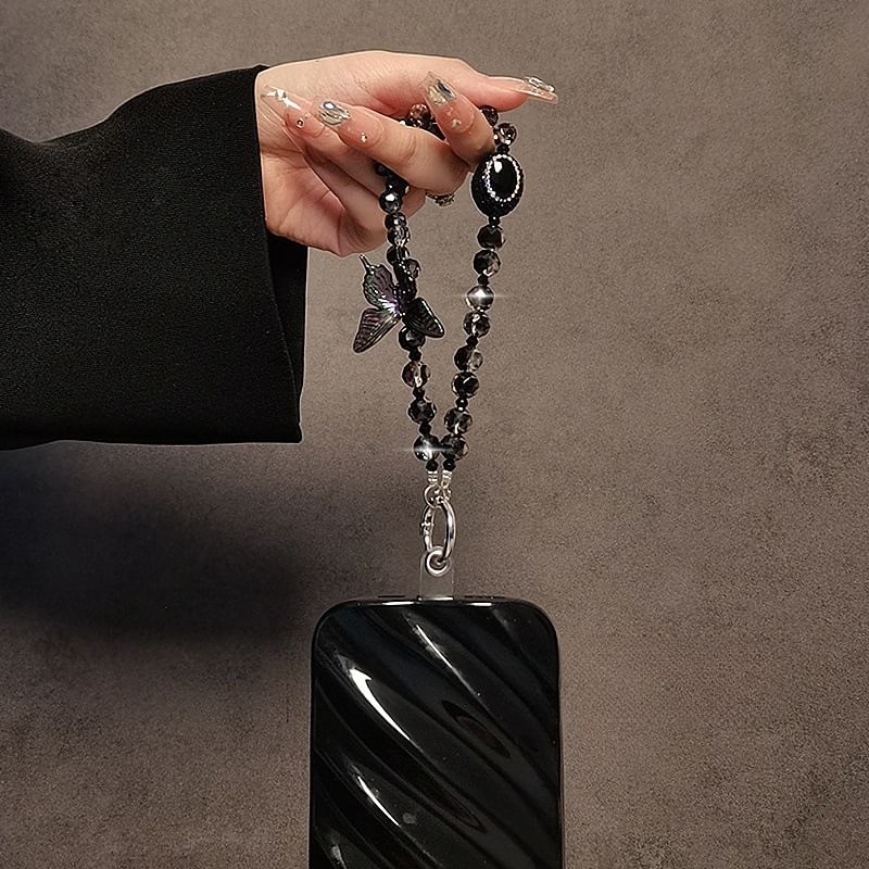 Crystal Strap Butterfly Phone Faux