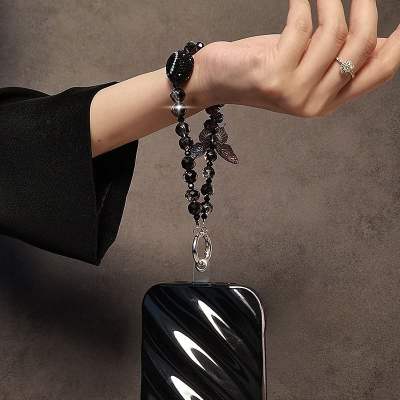 Crystal Strap Butterfly Phone Faux