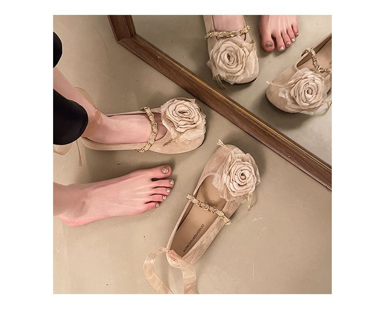 Flower Jane Strap Flats Accent Mary Ankle