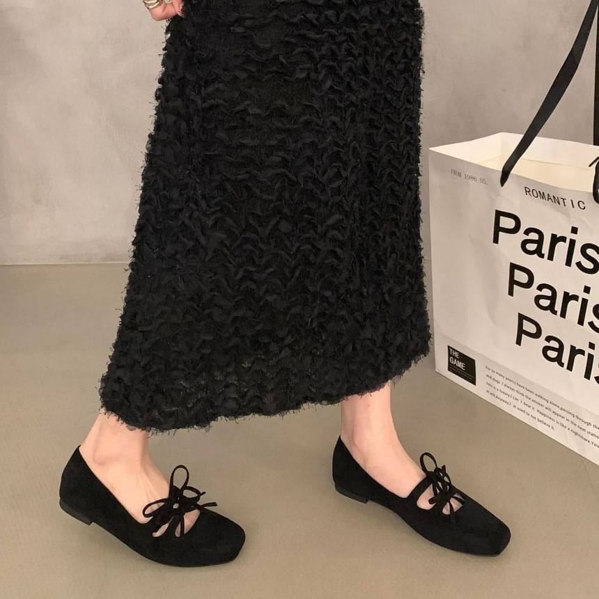 Toe Mary Bow Flats Jane Square Plain Accent