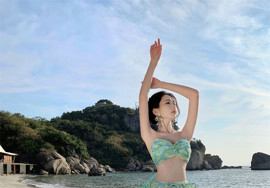 Crop Rise A-Line Set: + Skirt High Floral Maxi Sleeveless Top