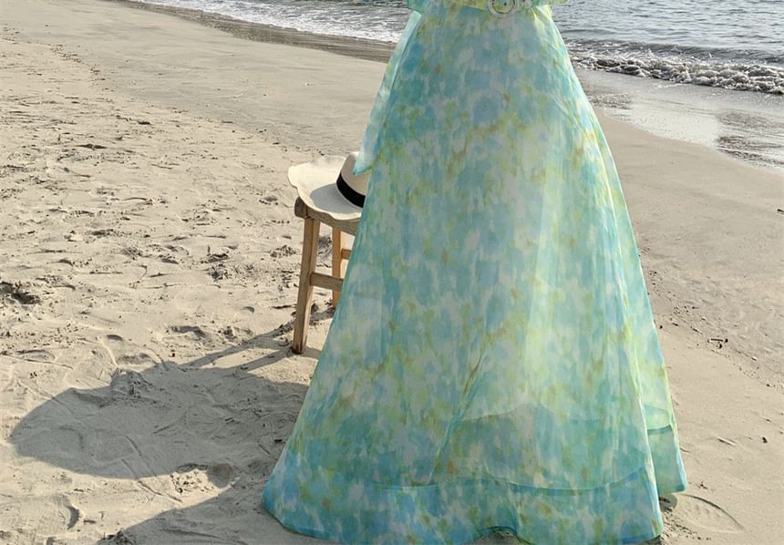 Crop Rise A-Line Set: + Skirt High Floral Maxi Sleeveless Top