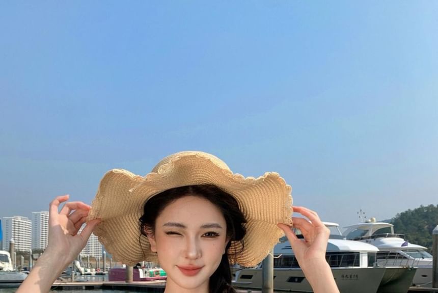 Trim Spaghetti Neck A-Line Dress Plain Maxi Strap Scoop Ruffle