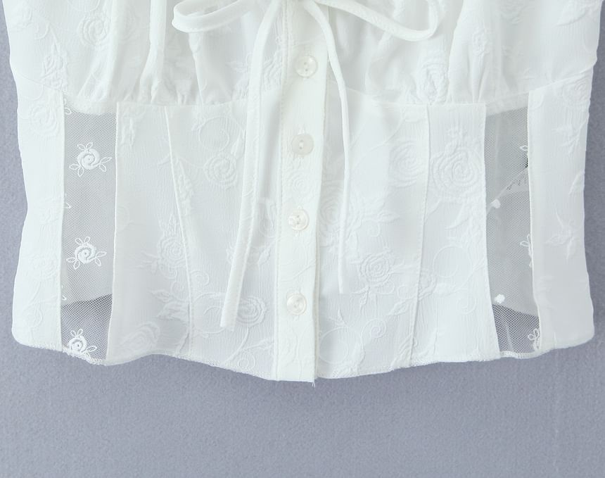 Set: Lace Panel Crop Top & Midi Pencil Skirt with Shirred Waist