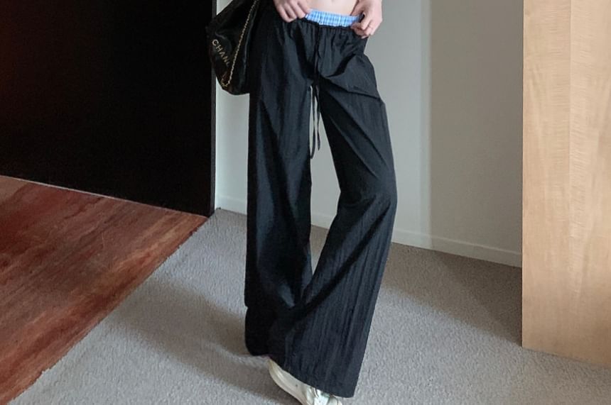 Pants V-Neck / Button-Up Low Wide Leg Crop Waist Top Halter Gingham