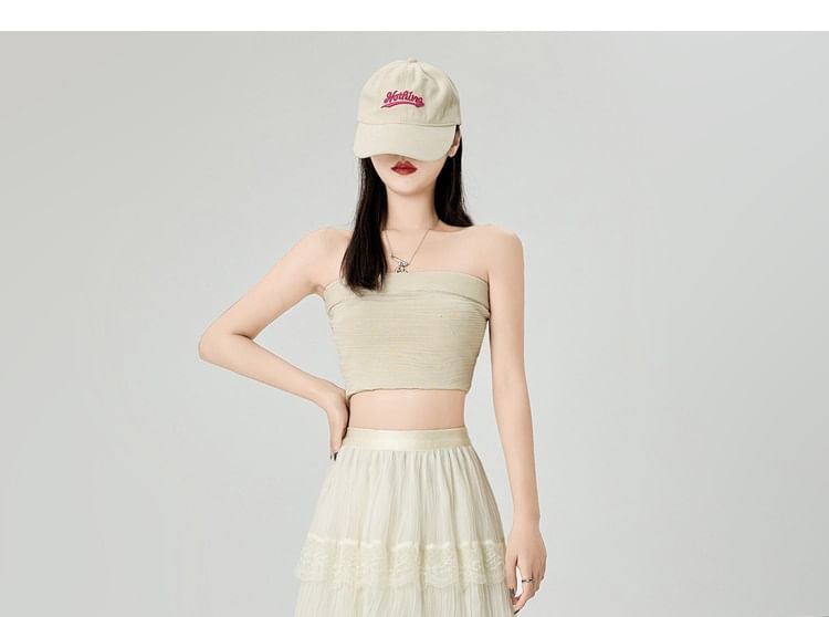 Layered Lace Maxi A-Line Skirt with High Waist and Panels