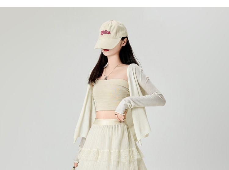 Layered Lace Maxi A-Line Skirt with High Waist and Panels