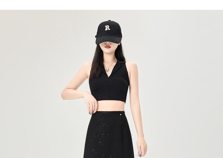 Glitter Slit Midi A-Line Skirt with High Rise