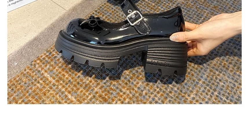 Mary Platform Shoes Bow Leather Patent