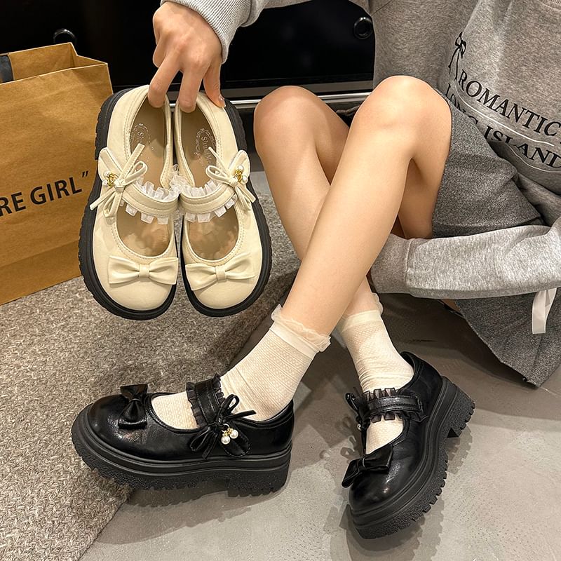 Bow Frill Mary Platform Shoes Jane