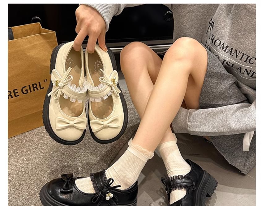 Bow Frill Mary Platform Shoes Jane