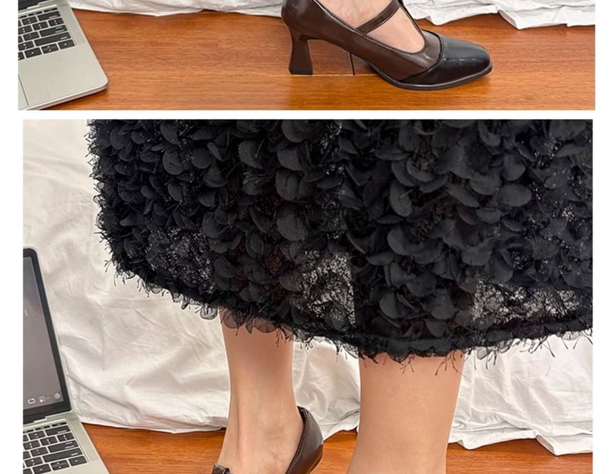 T-Strap Square Toe Cap Pumps