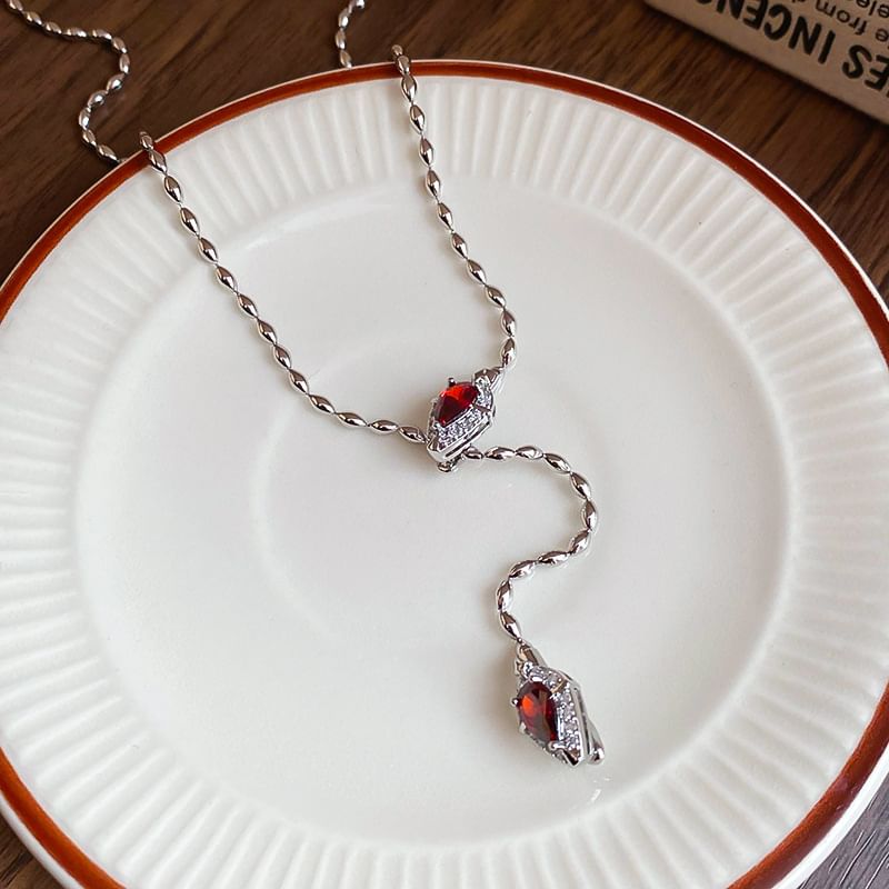 Necklace Lariat Pendant Rhinestone Waterdrop