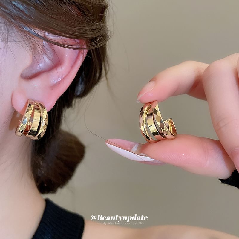 Layered Hoop Earring Geometric