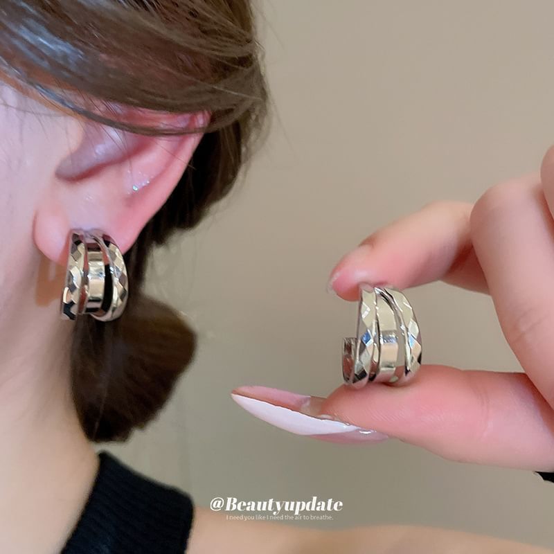 Layered Hoop Earring Geometric