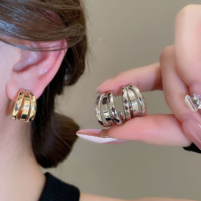 Layered Hoop Earring Geometric