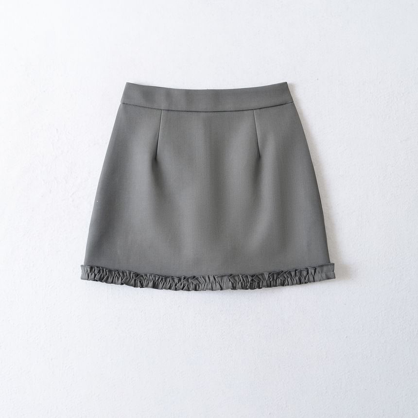 Mini Flared Skirt with Ruffled Hem and Elevated Waist