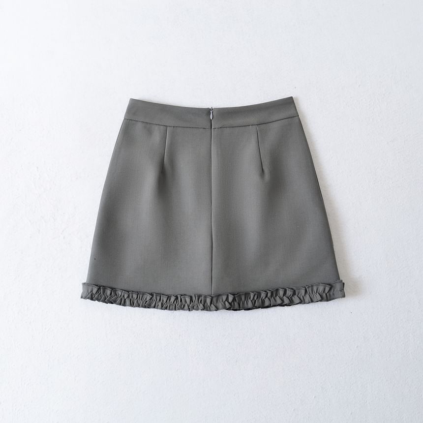 Mini Flared Skirt with Ruffled Hem and Elevated Waist