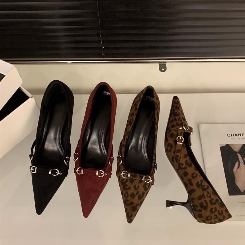 Buckled Toe Kitten Pumps Heel Pointed