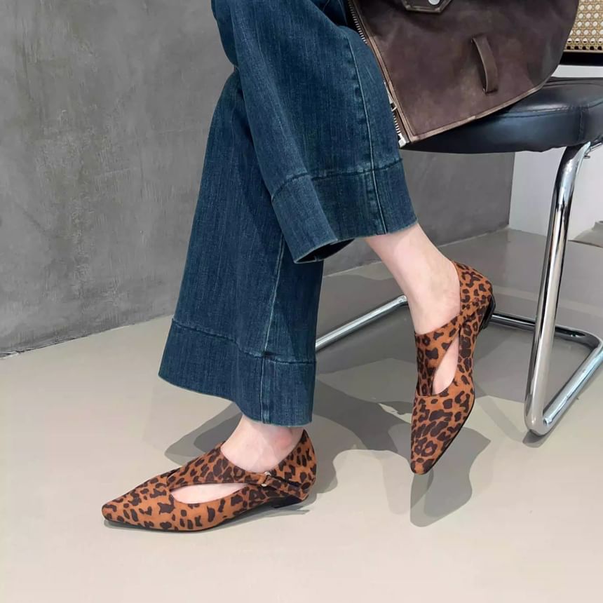 Cutout Faux Leather Flats