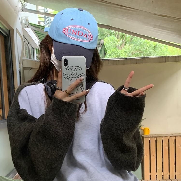 Baseball Two Lettering Cap Embroidered Tone