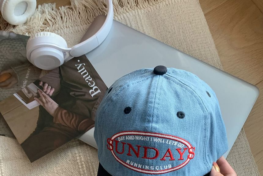 Baseball Two Lettering Cap Embroidered Tone