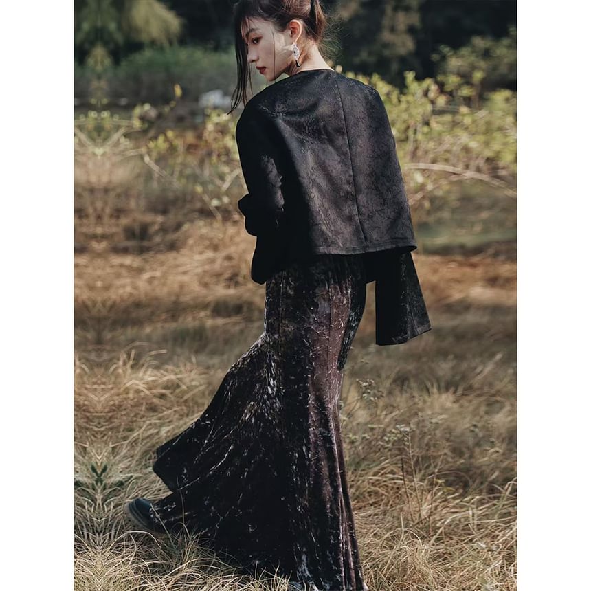 Luxurious Velvet Mermaid Maxi Skirt with High Waist