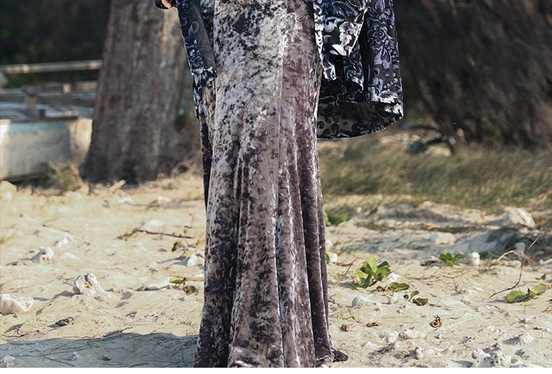 Luxurious Velvet Mermaid Maxi Skirt with High Waist