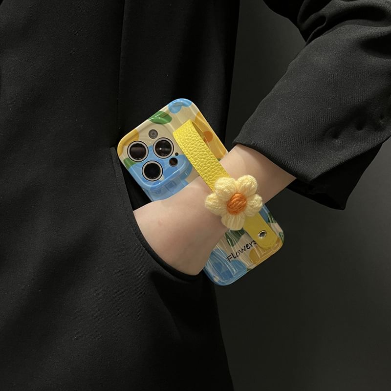 with Strap Floral Case Phone