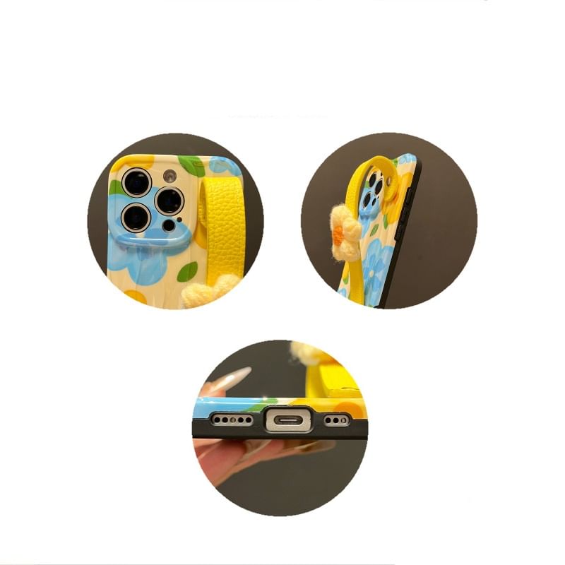 with Strap Floral Case Phone