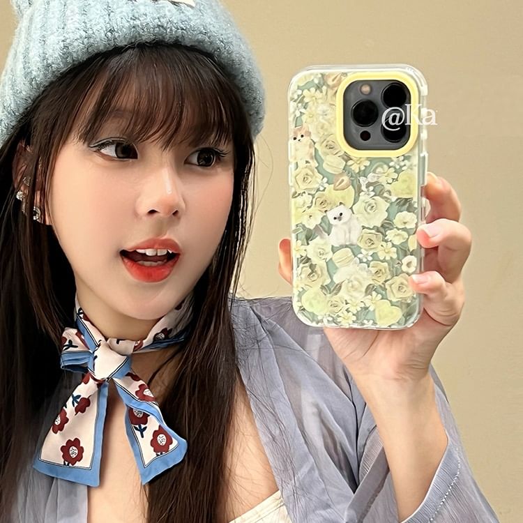 Floral Case Cat Phone