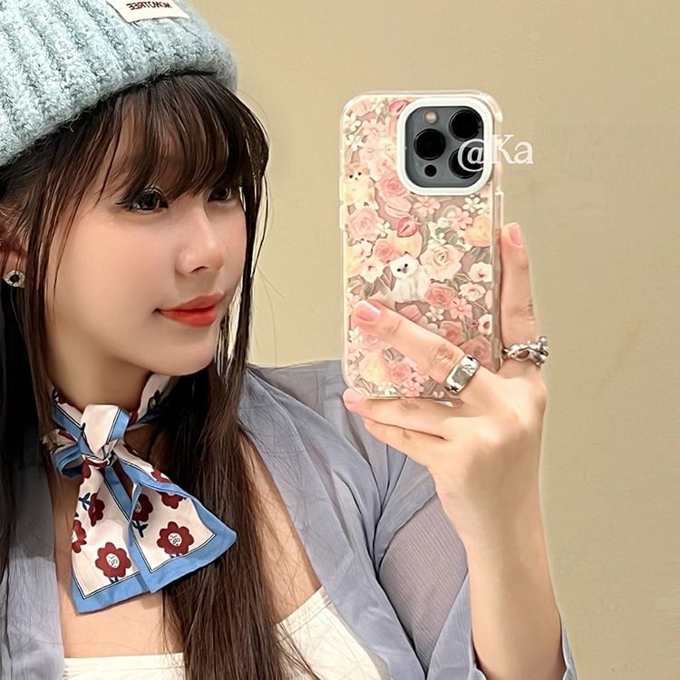 Floral Case Cat Phone