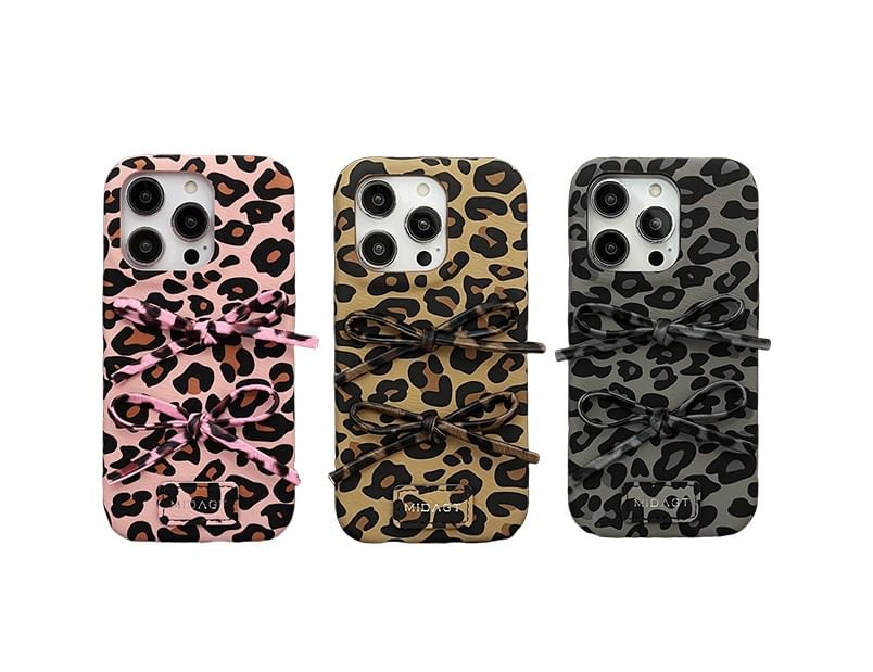 Case Phone Leopard Bow Print