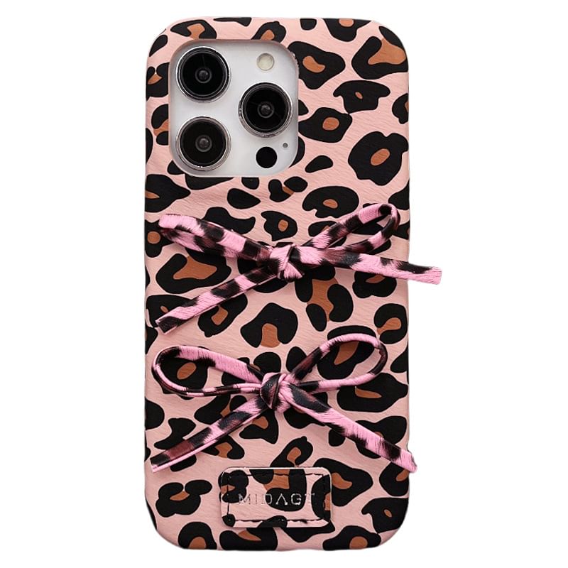 Case Phone Leopard Bow Print