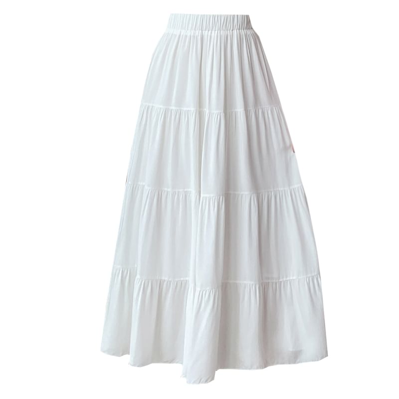 Skirt Maxi High Rise Plain A-Line