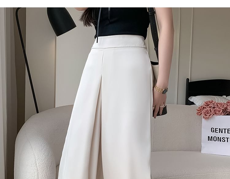Plain Leg Wide Waist High Pants