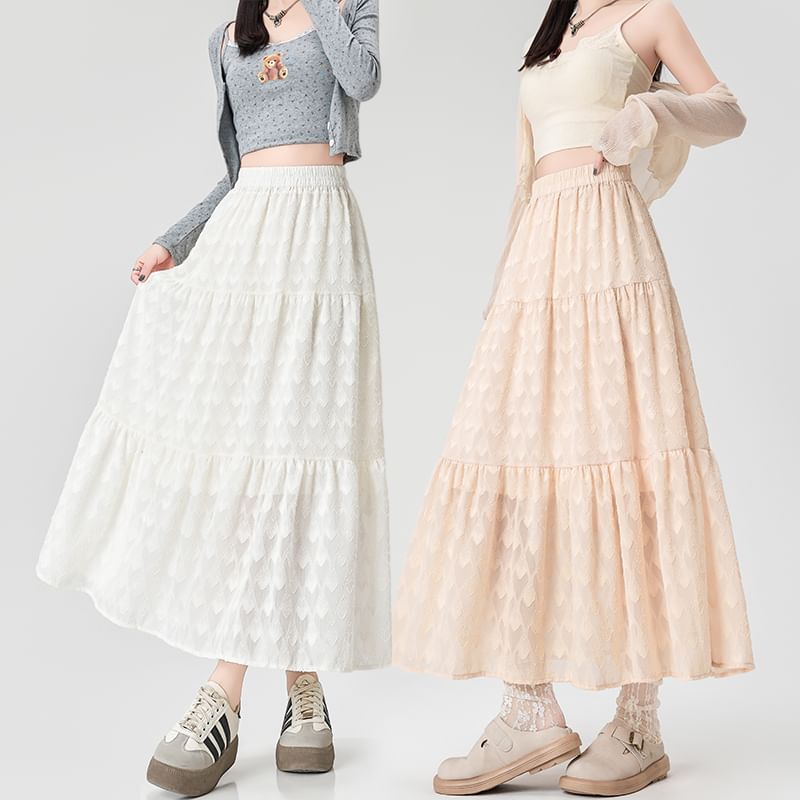 High A-Line Waist Skirt Patterned Midi
